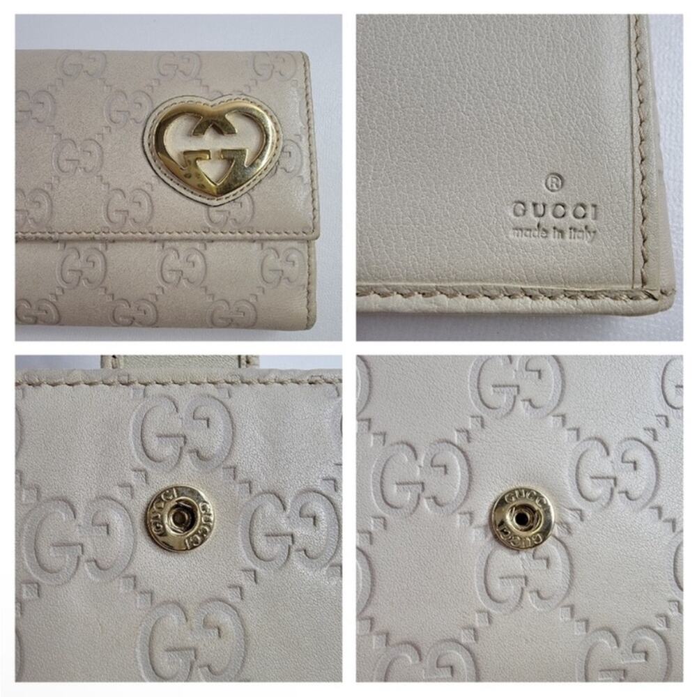 GUCCI Ssima Lovely Heart GG Logo Leather Long Wallet - Picture 5 of 11